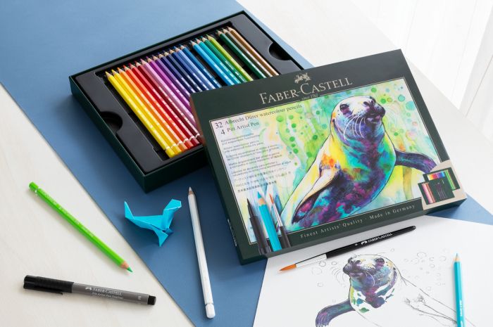 Set Cadou 32 Creioane Colorate A.Durer + 4 Pitt Artist Pen + Pensula, Faber-Castell [4]