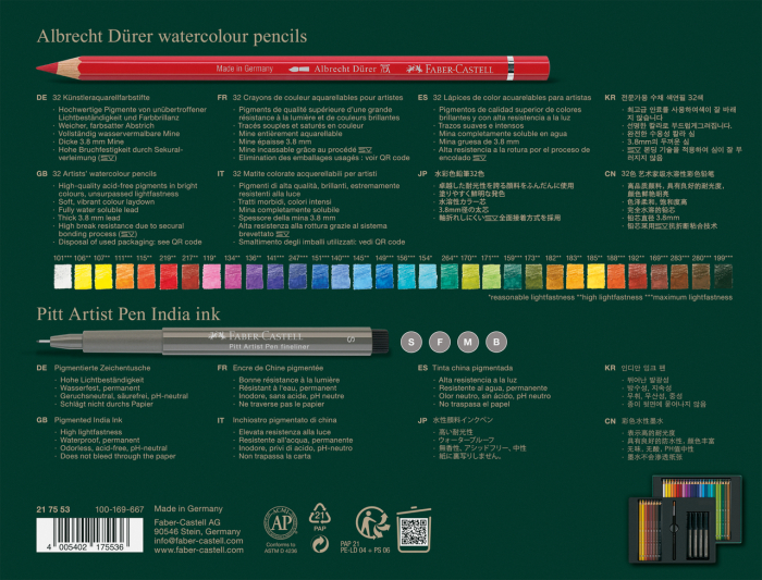 Set Cadou 32 Creioane Colorate A.Durer + 4 Pitt Artist Pen + Pensula, Faber-Castell [2]