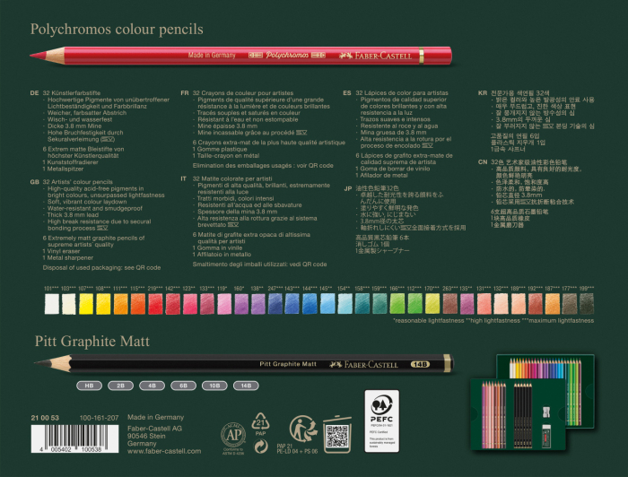 Set Cadou 32 Creioane Colorate Polychromos + 6 Creioane Grafit Matt + Accesorii, Faber-Castell [3]