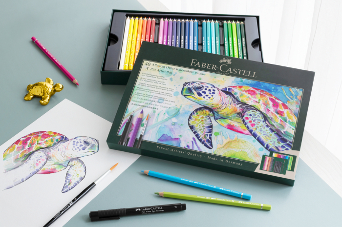 Set Cadou 40 Creioane Colorate A.Durer + 5 Pitt Artist Pen + Pensula, Faber-Castell [5]