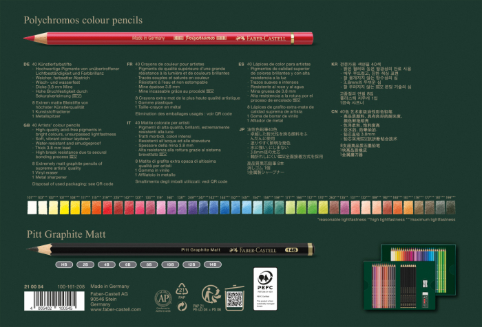 Set Cadou 40 Creioane Colorate Polychromos + 8 Creioane Grafit Matt + Accesorii, Faber-Castell [3]