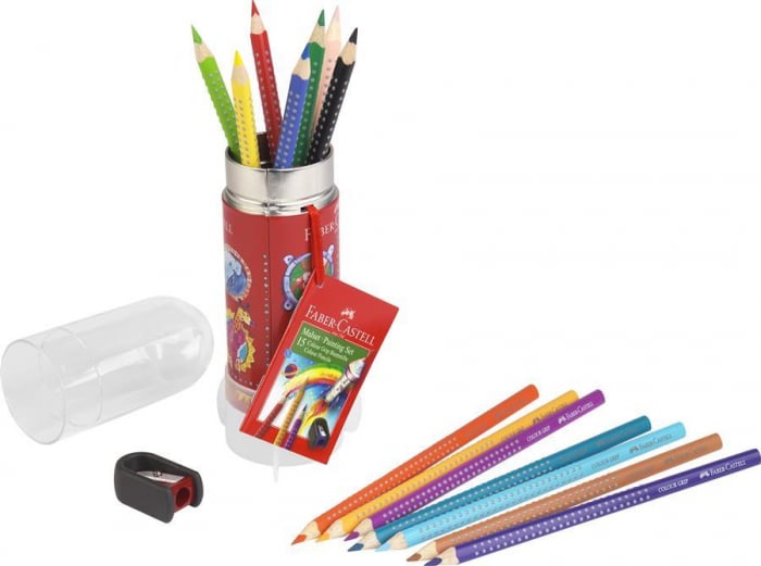 Set Cadou Racheta 8 Creioane Colorate Grip si Ascutitoare Faber-Castell [2]