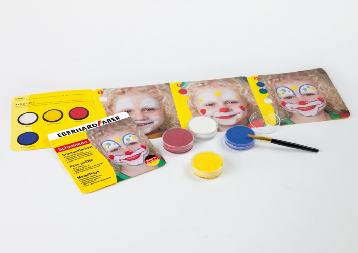 SET PICTURA PENTRU FATA 4 CULORI + PENSULA CLOWN EBERHARD FABER [2]