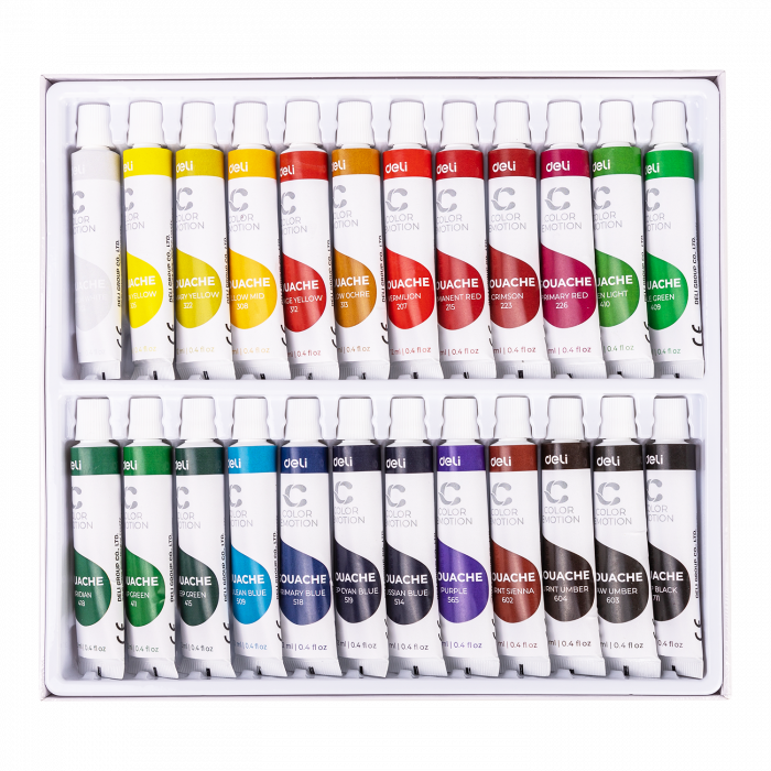 TEMPERA 24 CULORI 12 ML Deli [2]