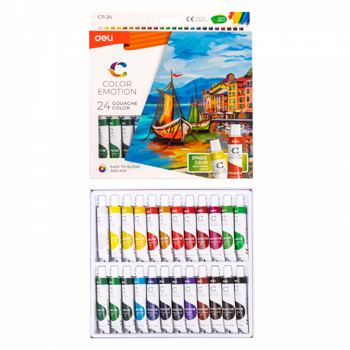 TEMPERA 24 CULORI 12 ML Deli [3]