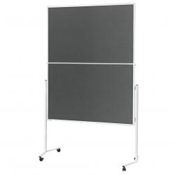 Panouri expunere si separatoare spatii - Panou prezentare mobil Pliabil 1200 x 1500 mm, rama alba, fata dubla Gri Magnetoplan