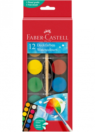 Acuarele 12 culori Pensula pastila de 30 mm Faber-Castell [0]