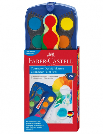 Acuarela, Tempera, Guase - Acuarele 24 Culori Albastru Connector Faber-Castell