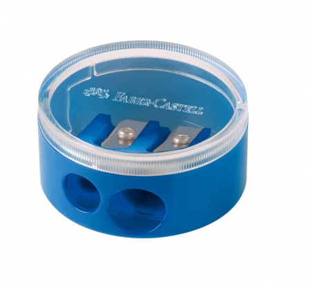 Ascutitori - Ascutitoare Plastic Dubla Cu Container Twist Off Rosie/Albastra Faber-Castell