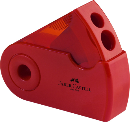 Brand - Ascutitoare Plastic Dubla Sleeve Rosie/Albastra, Faber-Castell