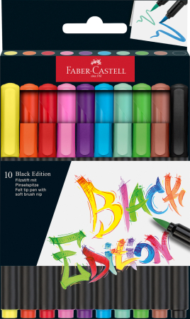 Brand - Brush Pens Black Edition Set 10 Culori, Faber-Castell