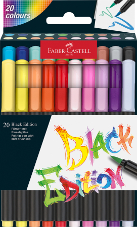 Brand - Brush Pens Black Edition Set 20 Culori, Faber-Castell