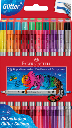 Brand - Carioca 20 Culori Glitter 2 Capete, Faber-Castell
