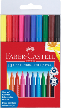 Carioca Grip 10 culori in etui plastic Faber-Castell [0]