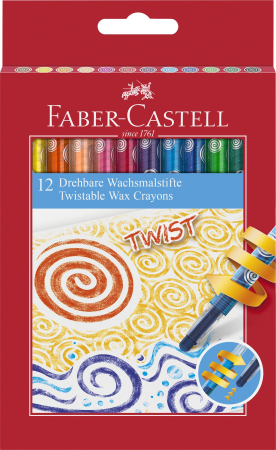 Brand - Creioane Cerate Retractabile 12 Culori, Faber-Castell