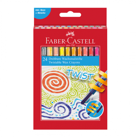 Creioane cerate - Creioane Cerate Retractabile Cutie 24 culori Faber-Castell