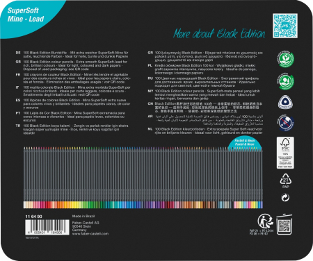 Creioane Colorate 100 Culori BLACK EDITION cutie metal, Faber-Castell [2]