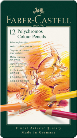 Creioane Colorate 12 Culori Polychromos, Faber-Castell