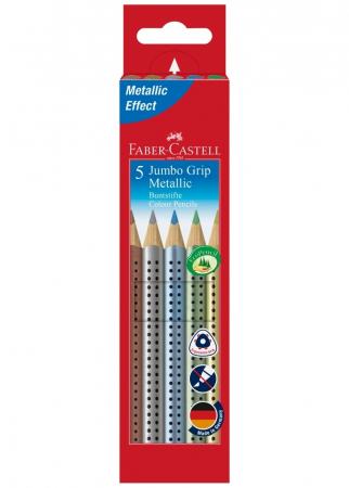 Creioane colorate - Creioane Colorate 5 Culori Metalizate Jumbo Grip Faber-Castell