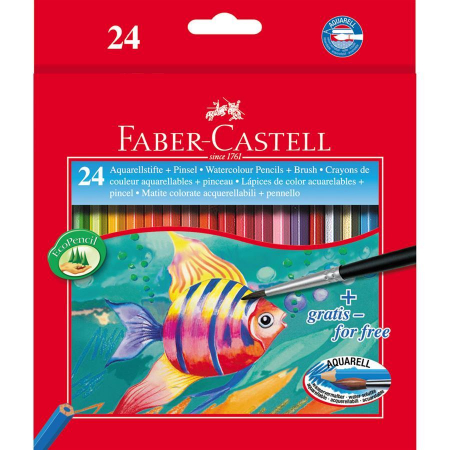 Creioane colorate - Creioane Colorate Acuarela 24 Buc si Pensula Faber-Castell