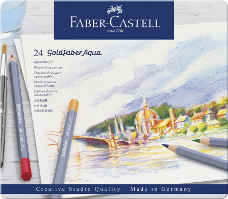 Brand - Creioane Colorate Aquarelle 24 Culori Goldfaber Cut. Metal Faber, Faber-Castell