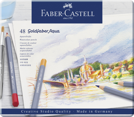 Brand - Creioane Colorate Aquarelle 48 Culori Goldfaber Cut. Metal Faber, Faber-Castell