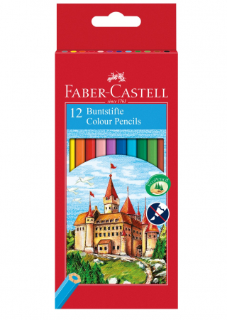 Creioane colorate - Creioane Colorate Eco 12 culori, cutie carton Faber-Castell