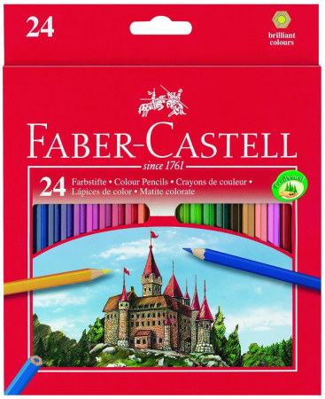 Creioane colorate - Creioane Colorate Eco 24 culori, cutie carton Faber-Castell