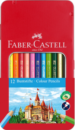 Creioane colorate - Creioane Colorate In Cutie Metal 12 culori in cutie metal Faber-Castell