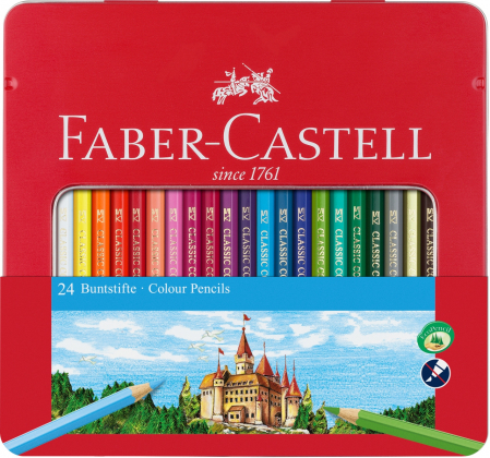 Creioane colorate - Creioane Colorate In Cutie Metal 24 culori Faber-Castell