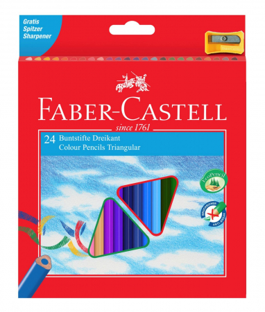 Creioane colorate - Creioane Colorate Triunghiulare cu Ascutitoare Eco 24 culori Faber-Castell