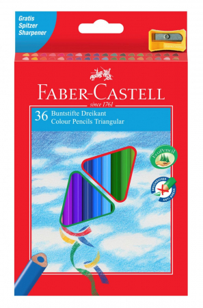 Creioane colorate - Creioane Colorate Triunghiulare cu Ascutitoare Eco 36 culori Faber-Castell