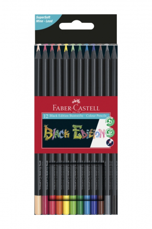 Creioane colorate triunghiulare cutie carton 12 culori Black Edition Faber Castell [0]