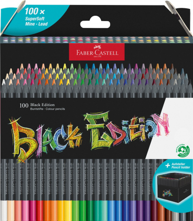 Creioane colorate - Creioane Colorate 100 Culori BLACK EDITION, Faber-Castell