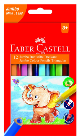 Ascutitori - Creioane Colorate Triunghiulare Jumbo 12 culori Faber-Castell