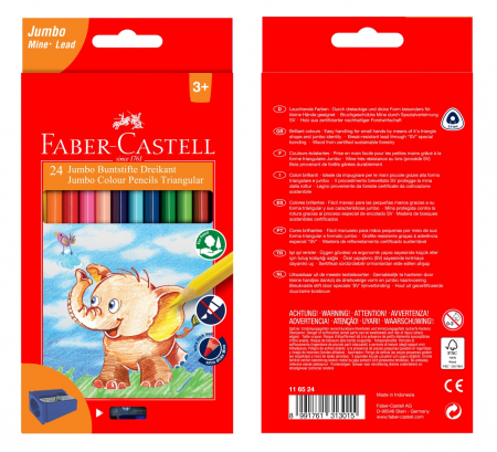Creioane colorate - Creioane Colorate Triunghiulare Jumbo 24 culori Faber-Castell