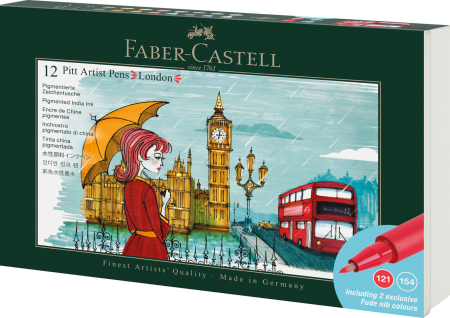 Brand - Cutie 12 Culori Pitt Artist Pen Cities London, Faber-Castell