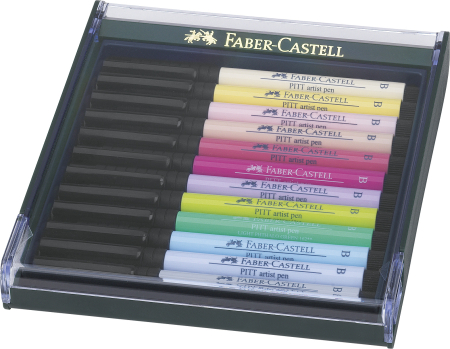 Brand - Cutie 12 Culori Pitt Artist Pen Nuante Pastel, Faber-Castell