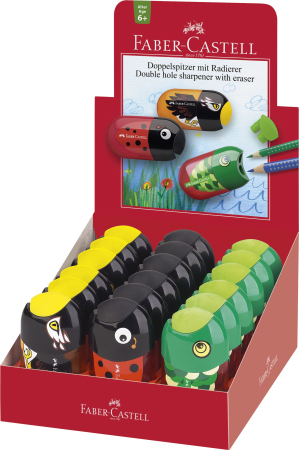 Brand - Display 18 Ascutitori Asortate Pestisor-Buburuza-Vultur, Faber-Castell