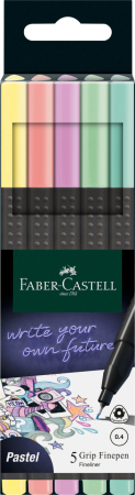 Brand - Liner 0.4mm Set 5 Buc Pastel Grip, Faber-Castell