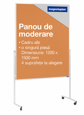 Brand - Panou Prezentare  mobil 1200x1500 mm, rama alba, dubla fata pluta, Magnetoplan