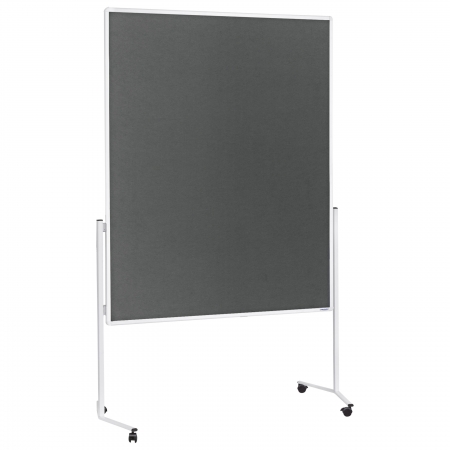 Panouri expunere si separatoare spatii - Panou Prezentare Mobil 1200x1500 mm Rama Alba Fata Dubla Gri Magnetoplan