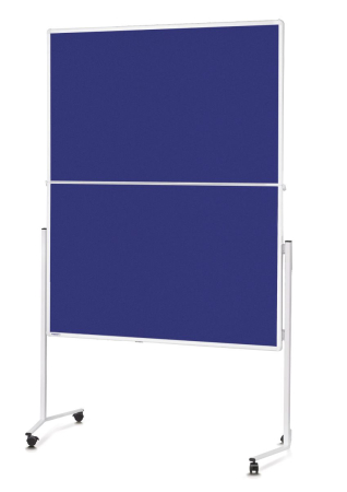 Magnetoplan - Panou prezentare mobil Pliabil 1200 x 1500 mm, rama alba, fata dubla Albastru Magnetoplan