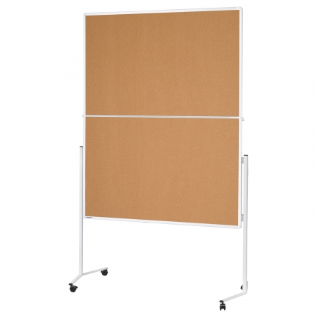 Panouri mobile - Panou prezentare mobil Pliabil 1200 x 1500 mm, rama alba, fata dubla Pluta, Magnetoplan