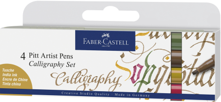 Brand - Pitt Artist Pen Caligrafic Set 4 Buc Color, Faber-Castell