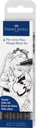 Brand - Pitt Artist Pen Manga Set 4 Negru, Faber-Castell
