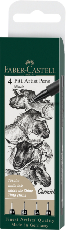 Brand - Pitt Artist Pen Set 4 Buc F,M,S,Xs, Faber-Castell