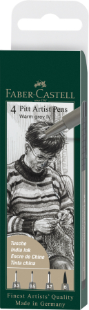 Brand - Pitt Artist Pen Set 4 Buc Gri Cald, Faber-Castell