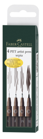 Brand - Pitt Artist Pen Set 4 Buc Sepia, Faber-Castell