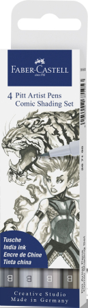 Brand - Pitt Artist Pen Set 4 Comic Gri, Faber-Castell